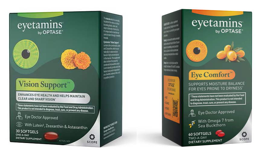 Scope Health Adds Vision Support and Eye Comfort Eyetamins to its Optase Product Line